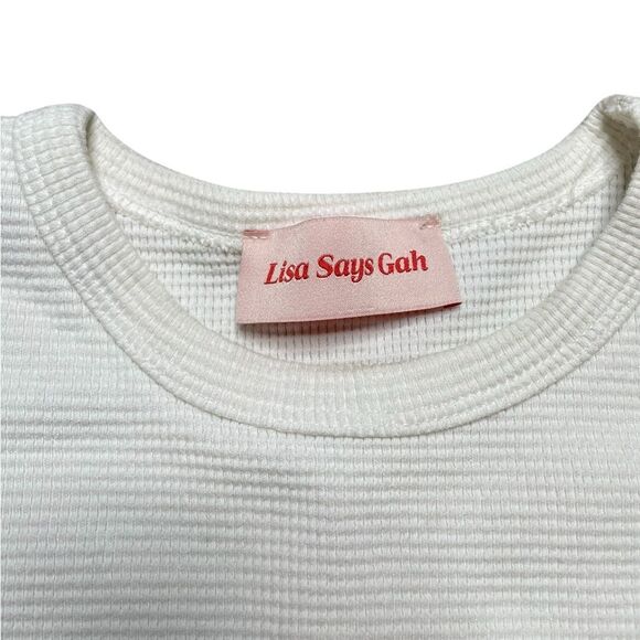 LISA SAYS GAH Cropped Thermal Shirt White Size Small - Picture 3 of 6